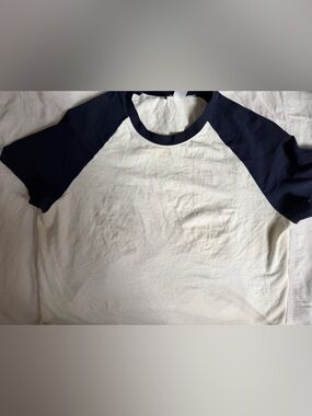 H&M White Tee with Navy Trim